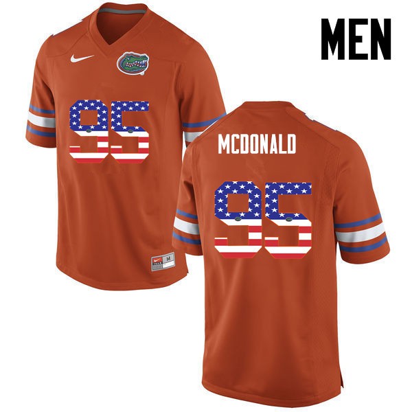 Florida Gators Men #95 Ray McDonald College Football USA Flag Fashion Orange